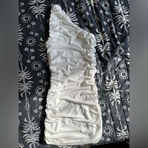 White ruched mini dress